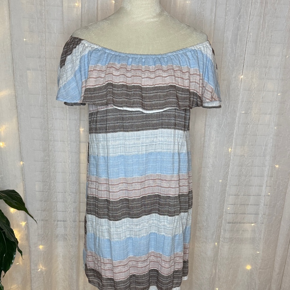Altar'd State Off-Shoulder Striped Mini Dress